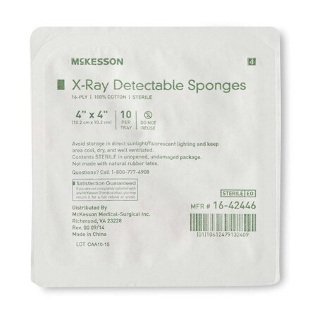 Mckesson Sterile x-Ray Detectable Gauze Sponge, 4 x 4 Inch, 720PK 16-42446